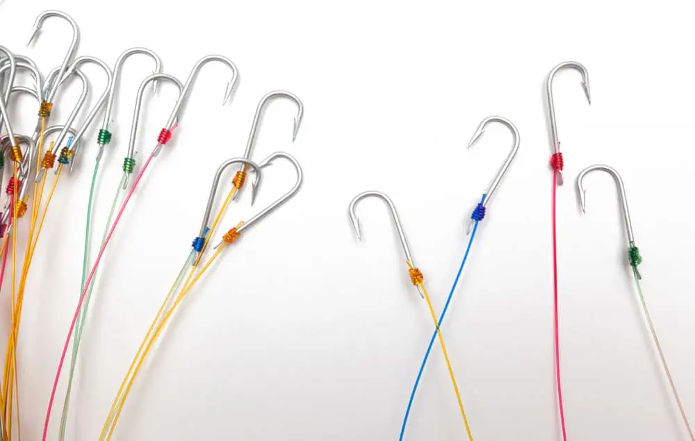 colored fishing line with hooks