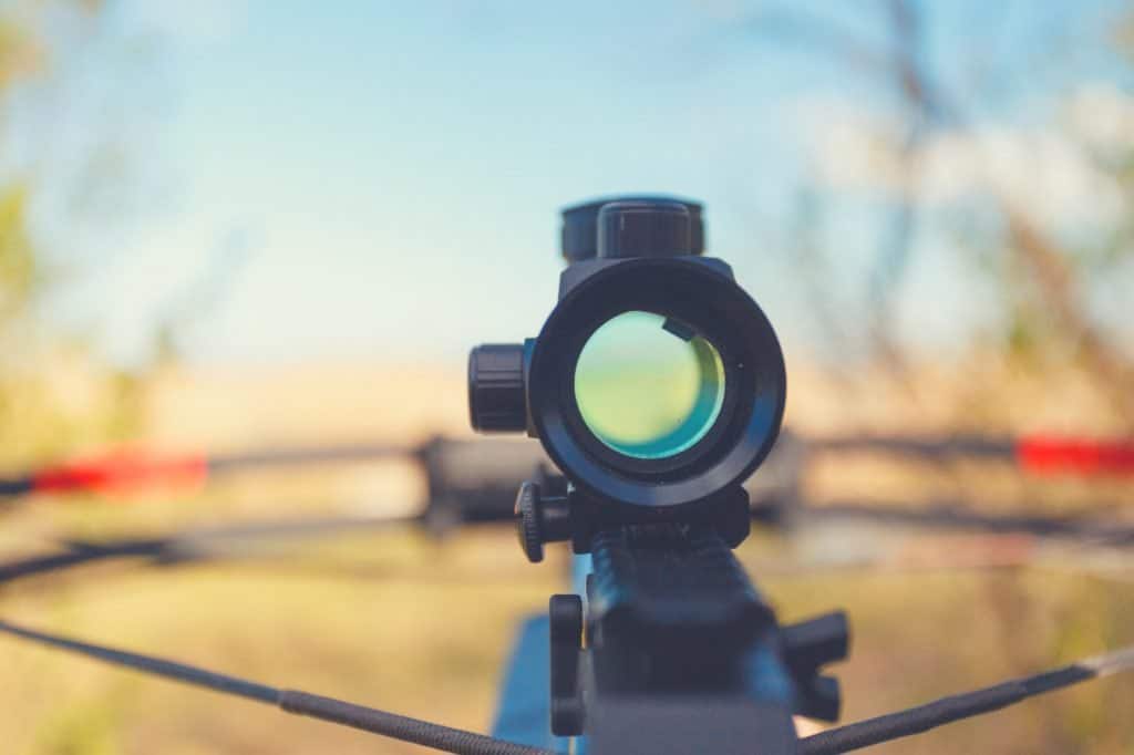 Looking through the back of a crossbow scope