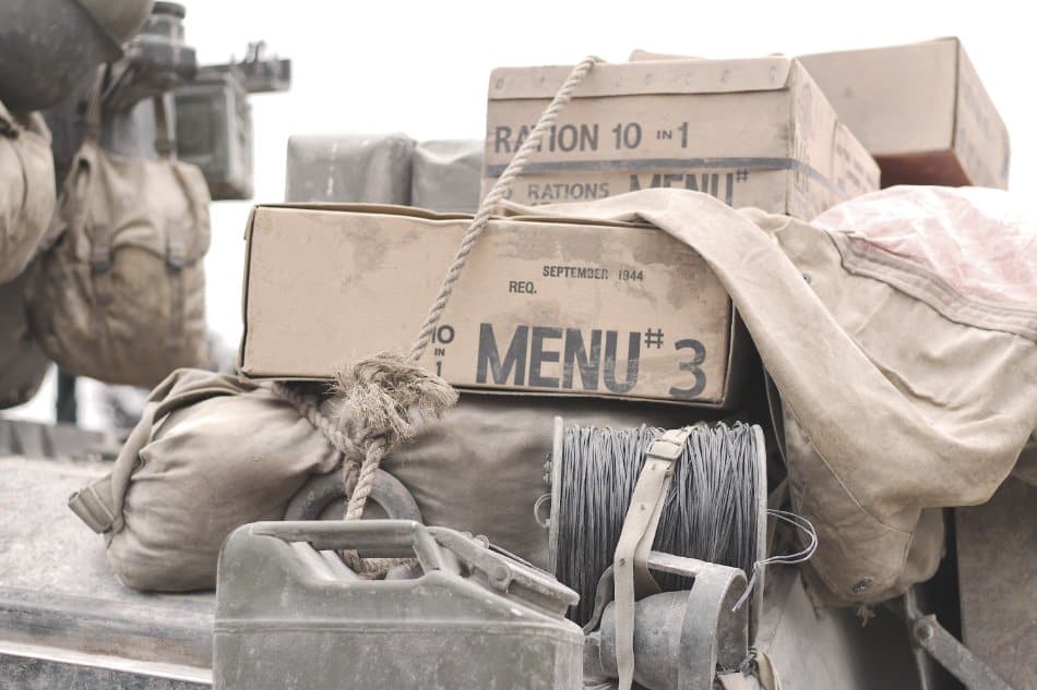 world war 2 era rations boxes on an armoured vehicle