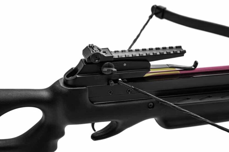 detail of a cocked crossbow