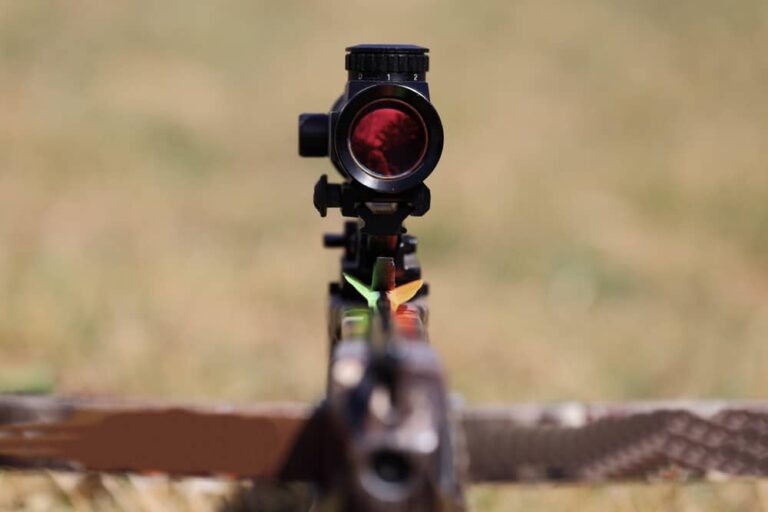 close up of crossbow scope